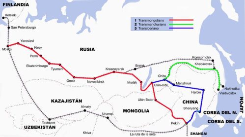 Mapa del recorrido del Transiberiano